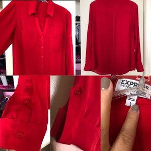 Red button shirt with collar
